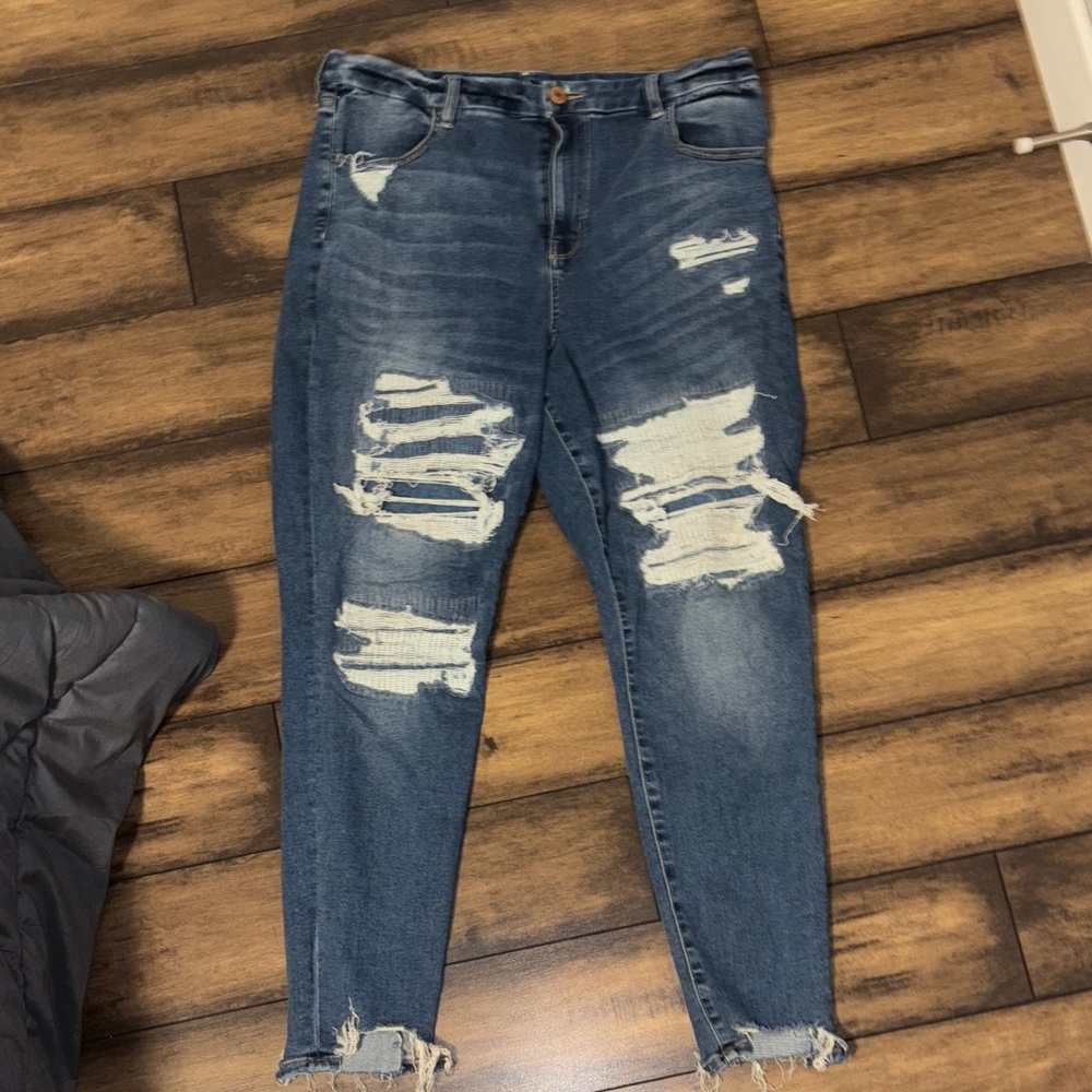 American Eagle Outfitters Ripped Dark Blue Skinny Jeans